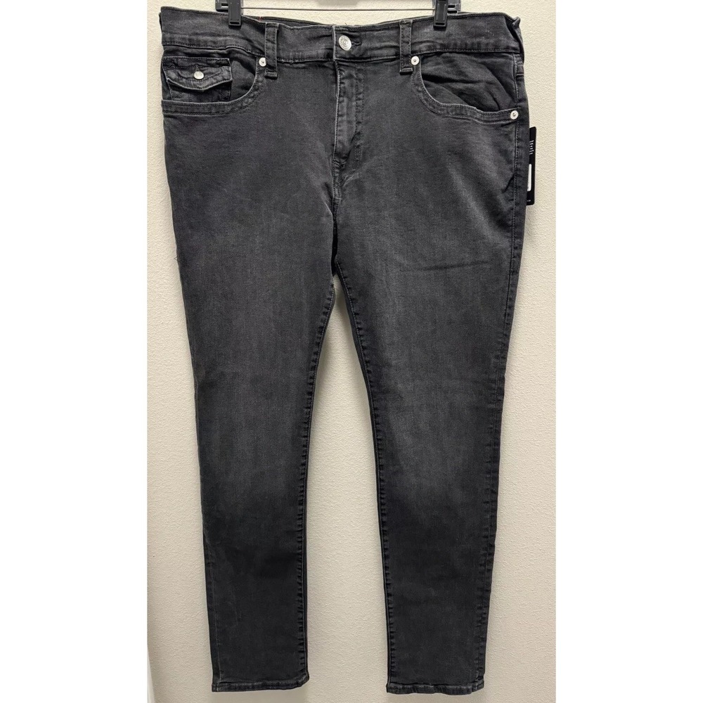 NEW True Religion Men's Size 40x33 Washed Black Rocco Relaxed Skinny Jeans
